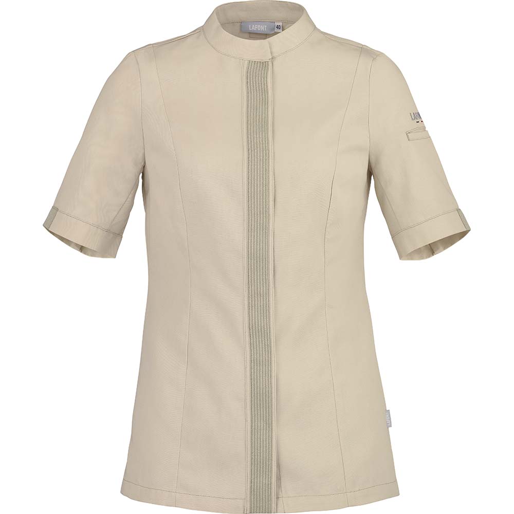 Essentials+ Damen Kochjacke FAVA kurzarm #PI nachhaltig Beige Gr. 40