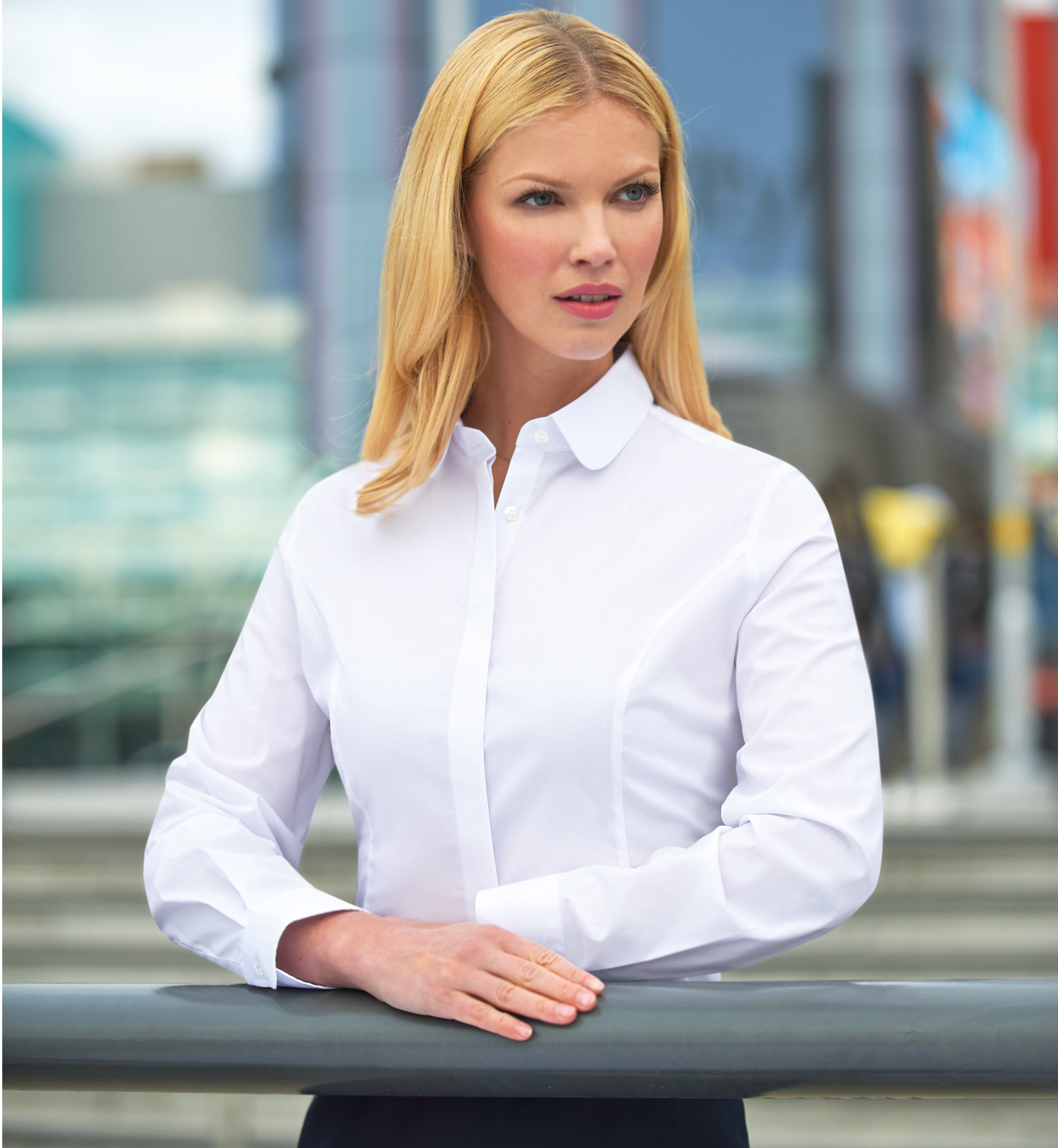 Damen Bluse TREVI Comfortstretch Modern Fit nachhaltig Weiß Gr. 38