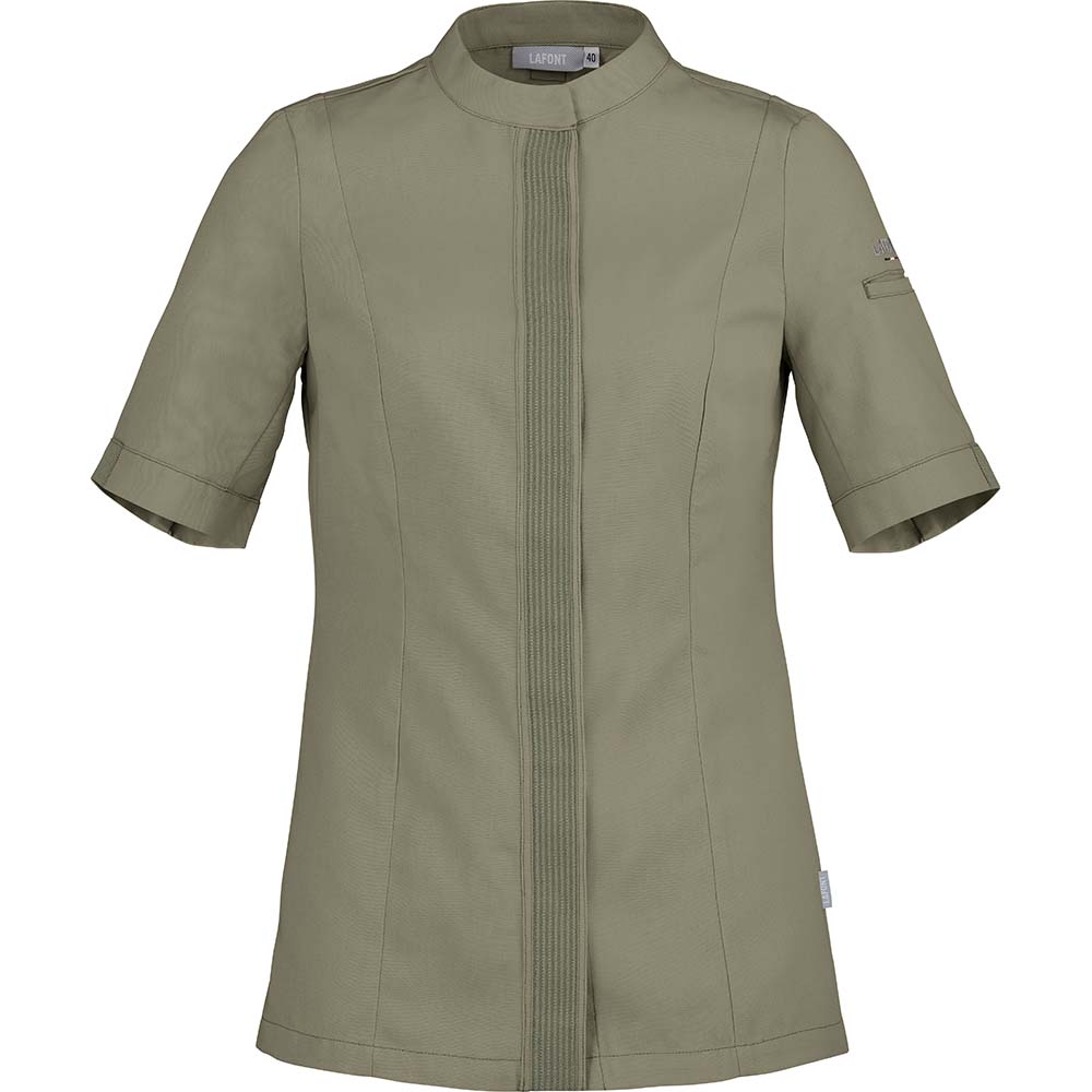 Essentials+ Damen Kochjacke FAVA kurzarm #PI nachhaltig Khaki Gr. 42